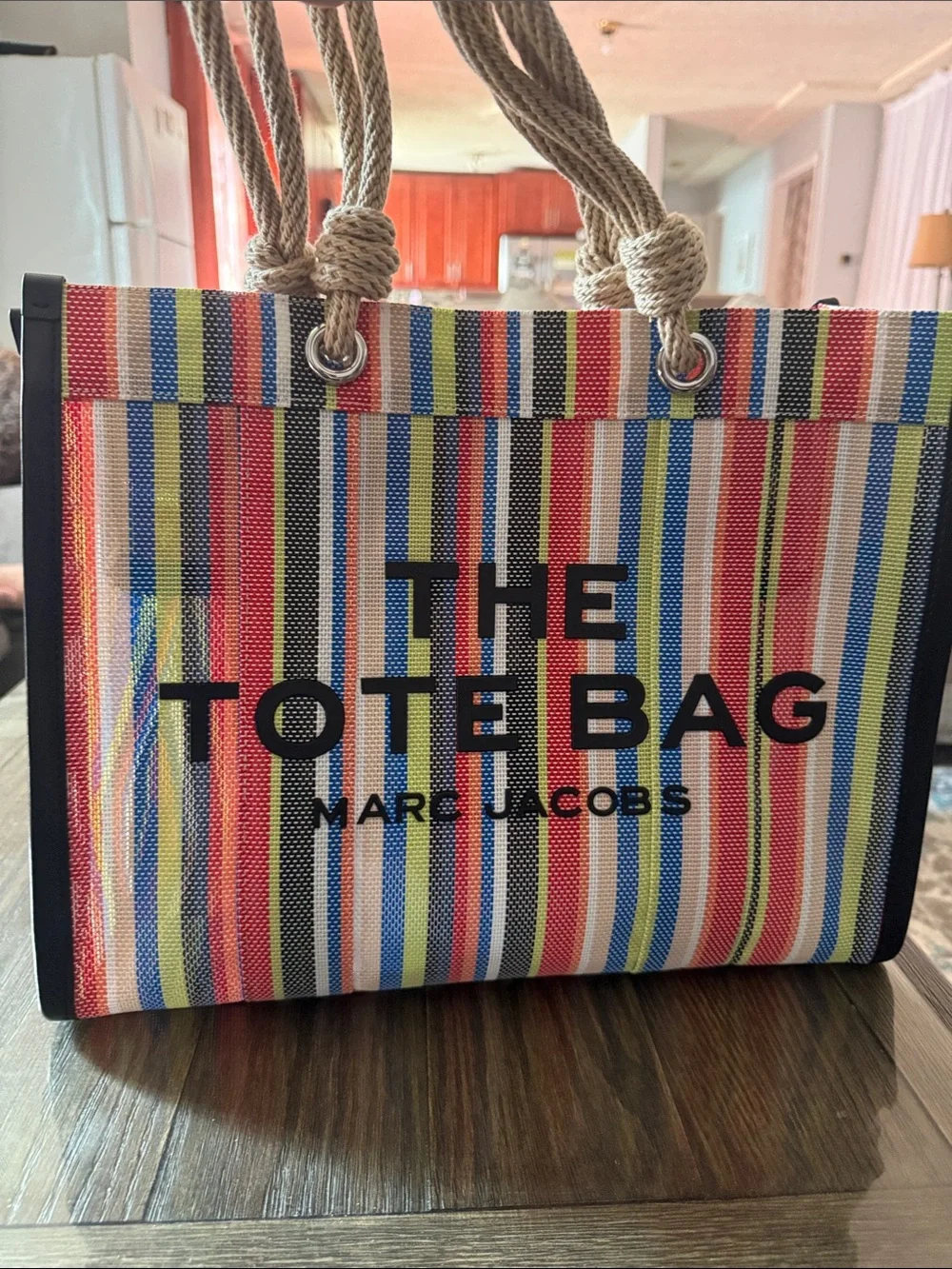 Marc Jacobs Multicolor Striped Canvas Tote with Rope Handles